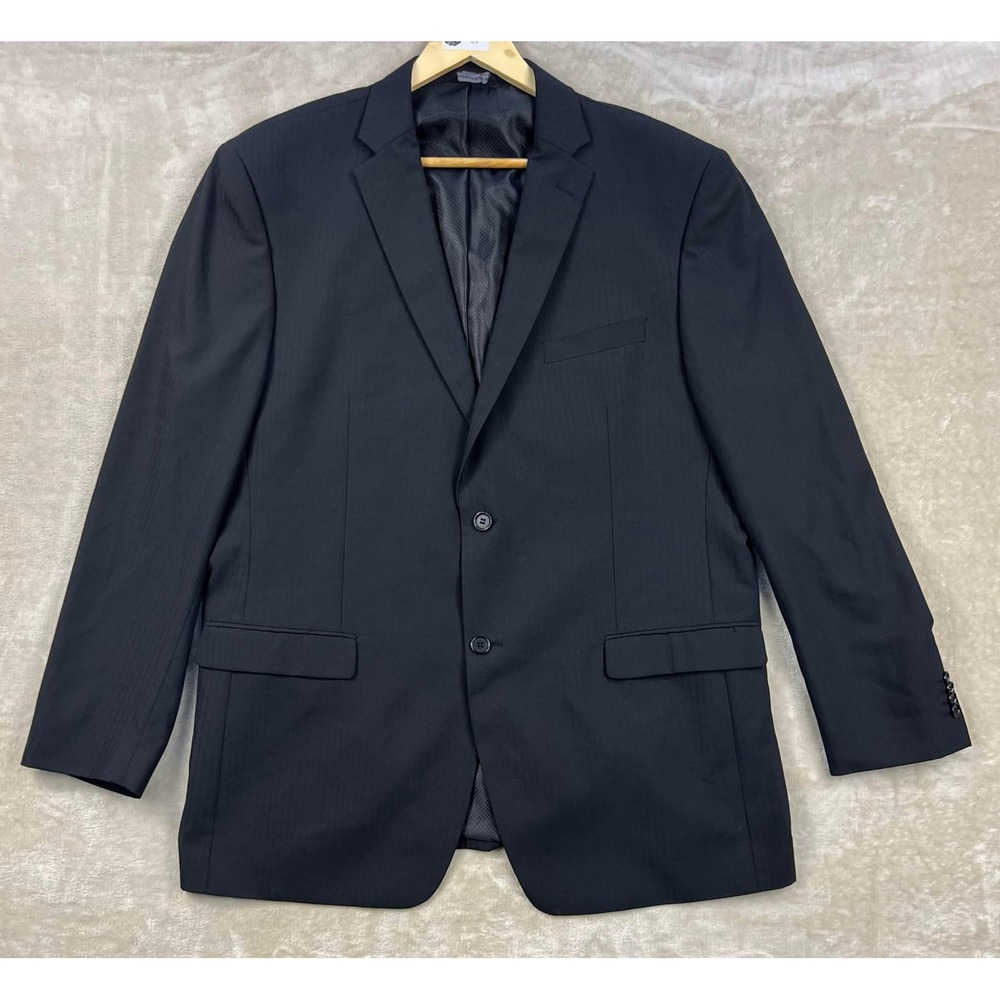 EUC Franco Ricci Men's Black Super 140s Wool 2-Button Blazer Jacket Size 50L